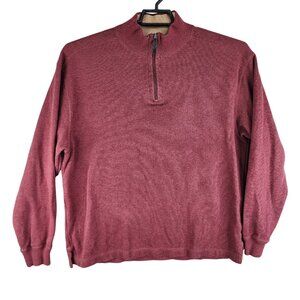 Mens Jos A Banks Burgundy Knit 1/4 Zip Sweatshirt Long Sleeve Mock Neck Size XL